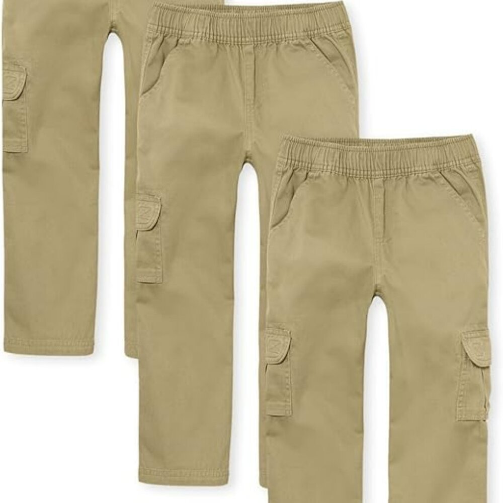 The Children's Place Boys' Pull on Cargo Pants, 3 pcs, Tan, Size 18, Preowned